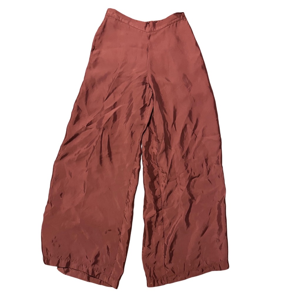 Athleta Women's Calm Cool Wide Leg Satin Pants Mauve Casual‎ Comfy- Size Small - Picture 2 of 6